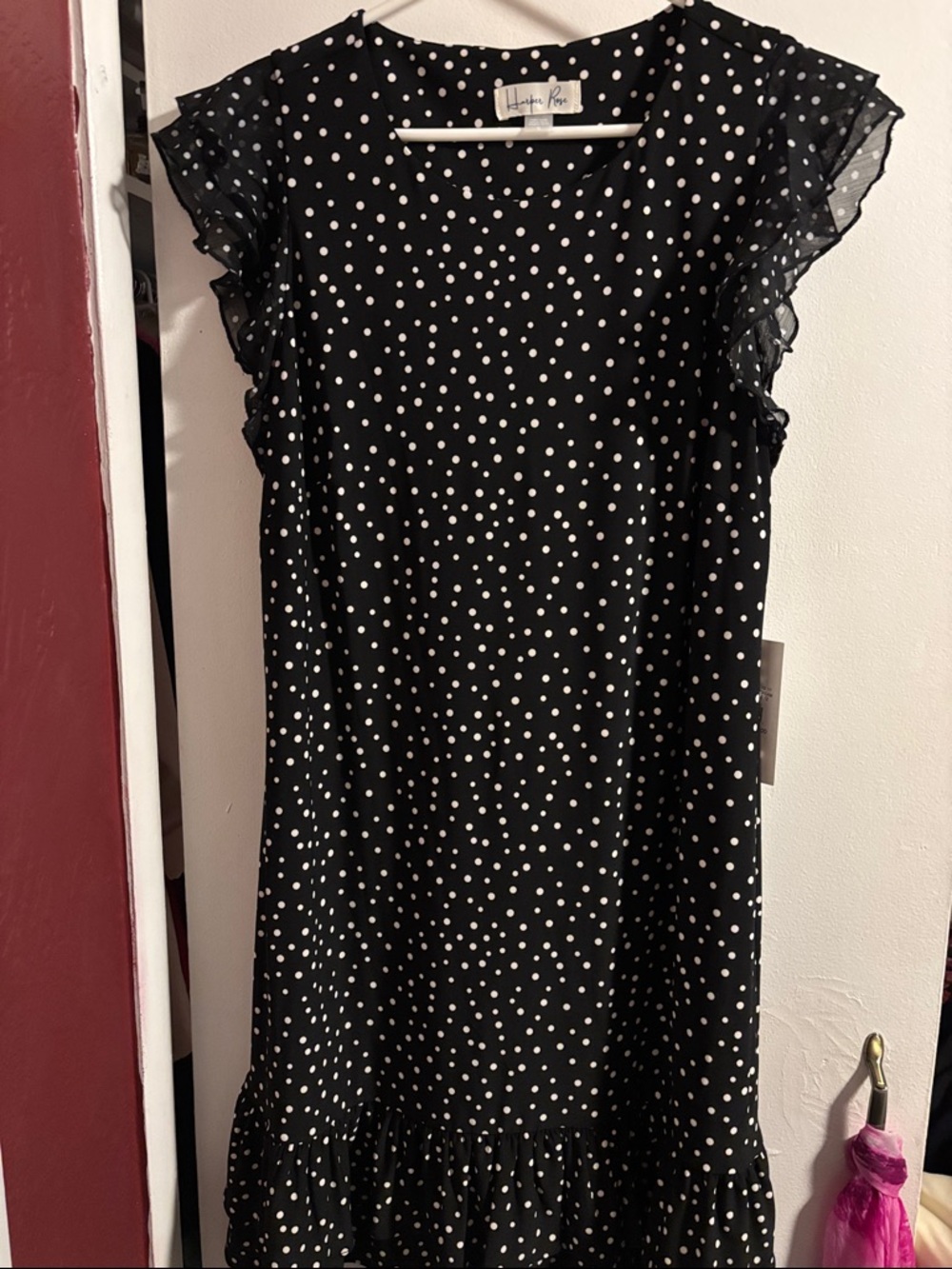 Harper Rose Black and White Polka Dot Ruffle Dress